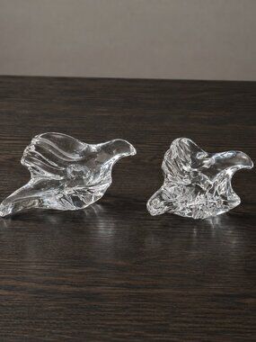 Vintage Gorham Crystal Doves of Peace Taper Candle Holders Set of 2